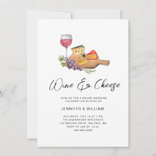 Invitación Calentamiento de casas con vino y queso / Cualquie