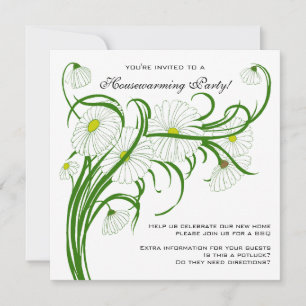 Invitación Calentamiento de casas de época, flores de flores