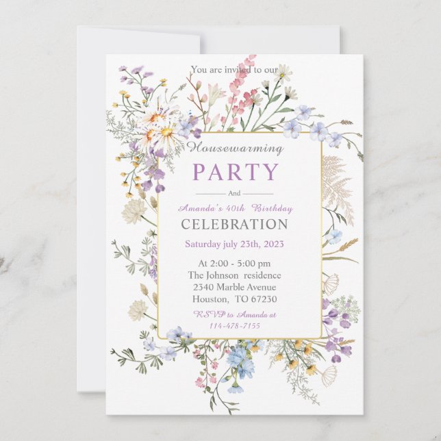 Invitación Calentamiento de hogares personalizado y cumpleaño (Anverso)
