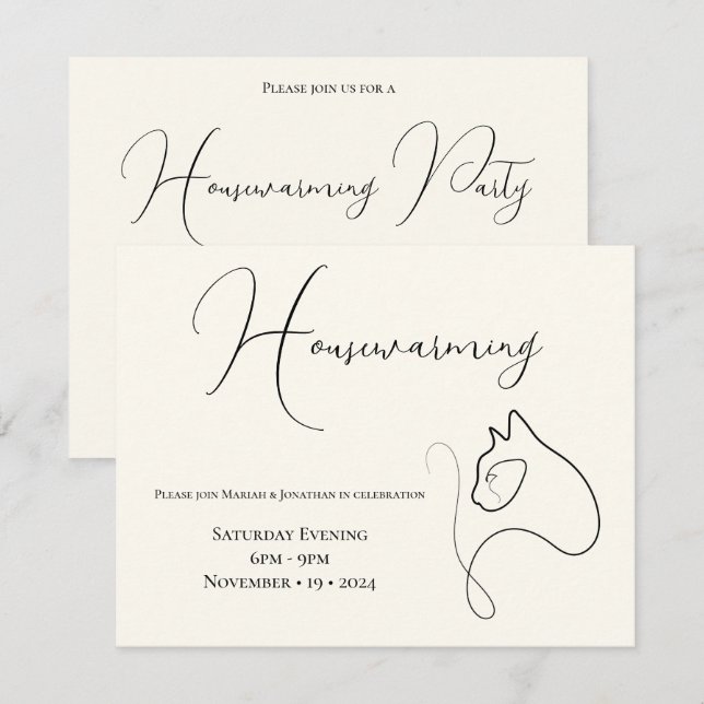 Invitación Calentamiento del hogar del amante del gato Minima (Anverso / Reverso)