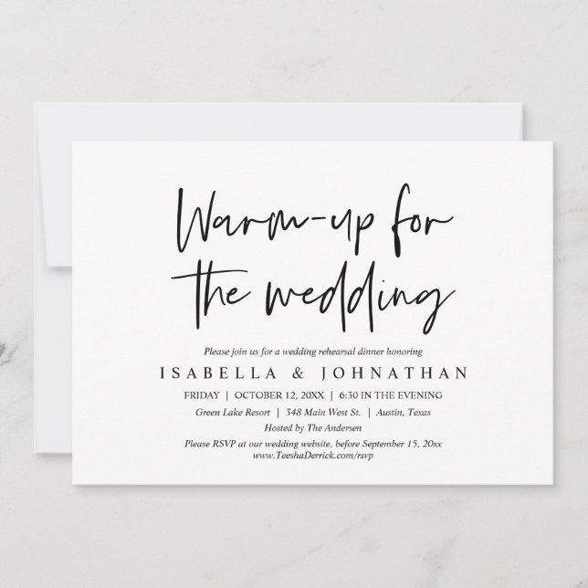 Invitación Calentamiento para el Boda, Cena de ensayo (Anverso)
