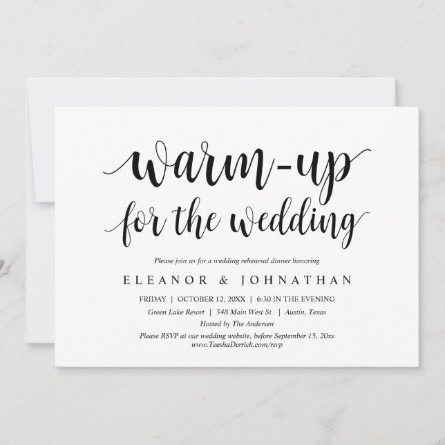 Invitación Calentamiento para el Boda, Fiesta de la cena de e (Anverso)