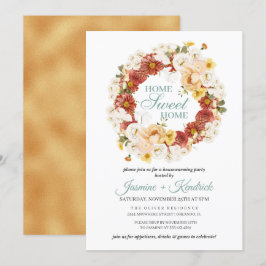 Invitación Calentamiento rústico del hogar de flores de otoño