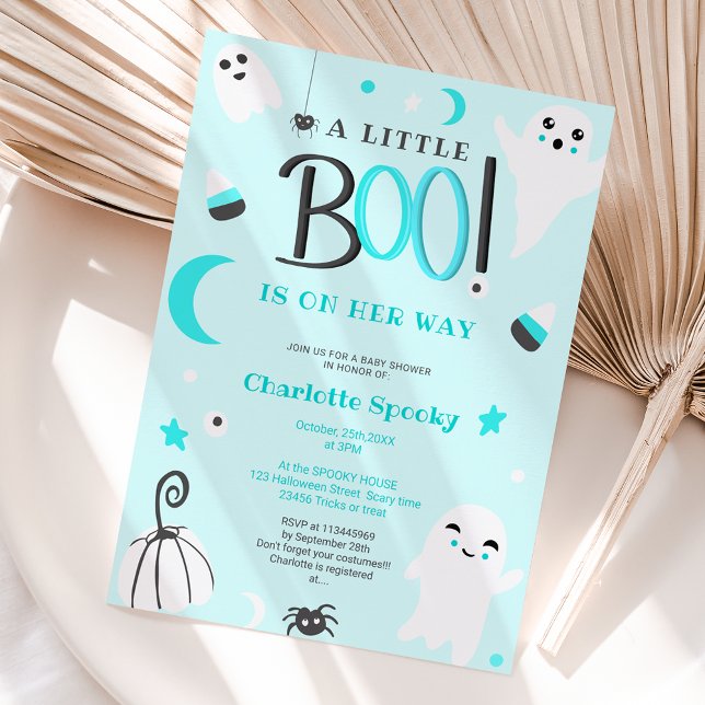 Invitación Cálido azul no espeluznante ducha de bebé de Hallo (Subido por el creador)