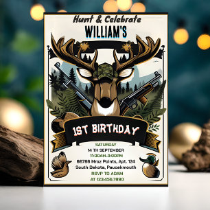 Invitación cálido Camo salvaje Oh Deer Duck caza 1º cumpleaño