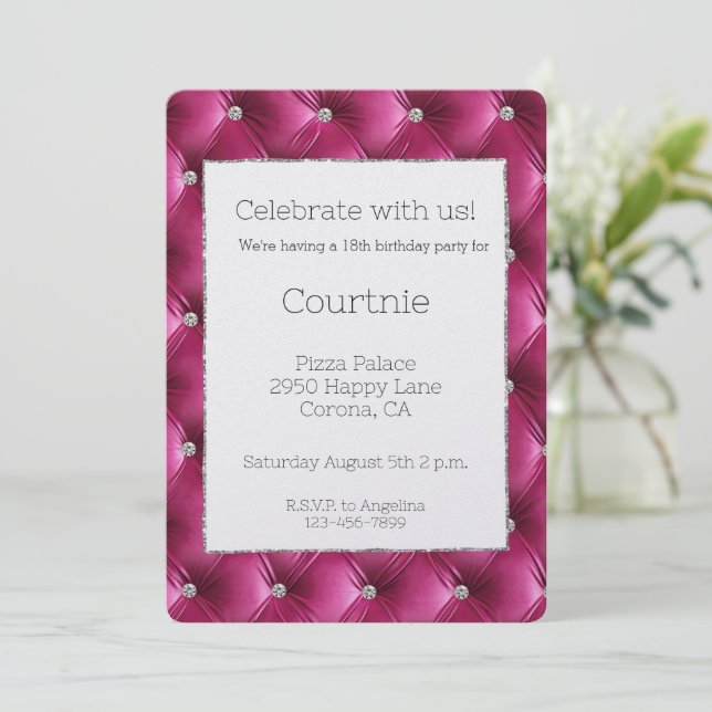 Invitación Cálido cumpleaños de terciopelo rosa Faux (Anverso de pie)