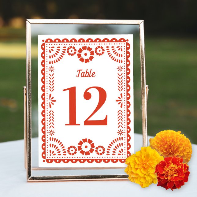 Invitación Cálido Papel Rojo Picado Número de Tabla (Subido por el creador)