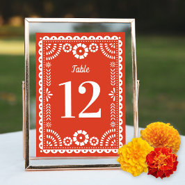 Invitación Cálido Papel Rojo Picado Número de Tabla