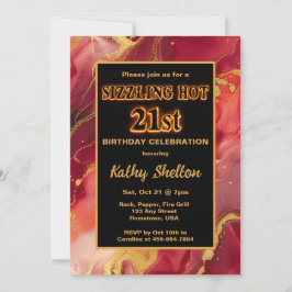 Invitación Caliente 21º cumpleaños del rojo y el oro