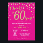 Invitación Caliente rosa y oro Diamante de cumpleaños número<br><div class="desc">Invitación de cumpleaños número 60 con fondo de diamantes Purpurina y rosa caliente. Confetti de oro. Cumpleaños de adultos. Cumpleaños de hombres o mujeres.
Para más personalización,  haga clic en el botón "Personalizar" y utilice nuestra herramienta de diseño para modificar esta plantilla.</div>