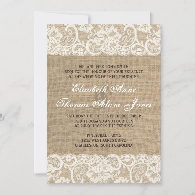 Invitación CALIENTE rústica de la boda de la (Anverso)