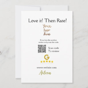 Invitación Califícanos reseña orden de compra comercial QR de
