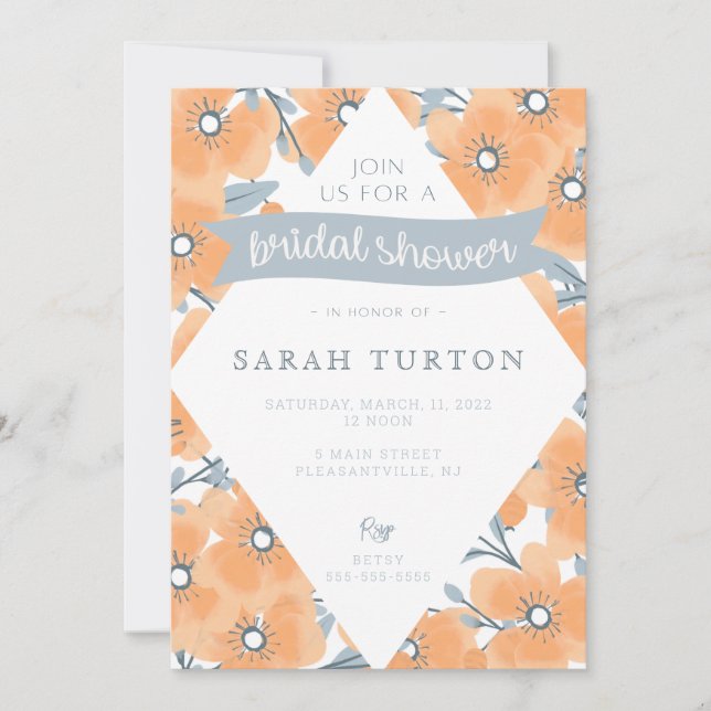 Invitación California Poppies Bridal Shower (Anverso)