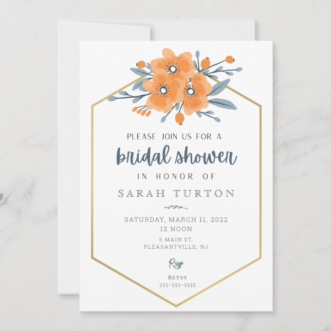 Invitación California Poppies Bridal Shower (Anverso)