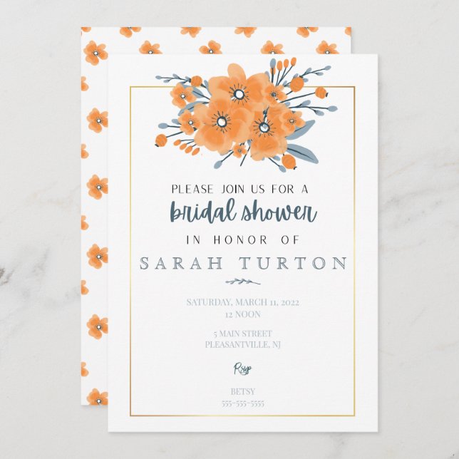 Invitación California Poppies Bridal Shower (Anverso / Reverso)