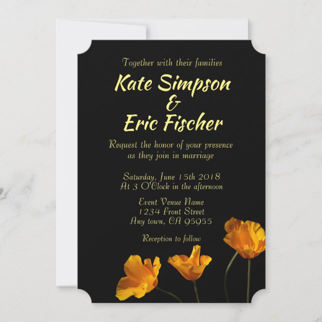 Invitación California Poppies Wedting (Anverso)