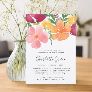 Invitación California Poppy Christening o Baptism Invitation