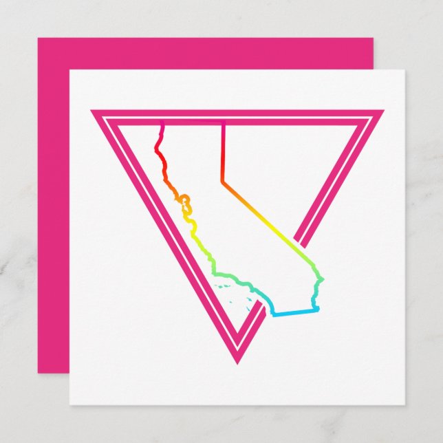 Invitación california triangular rosa (Anverso / Reverso)