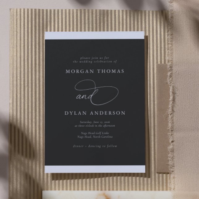 Invitación Caligrafía Allure Boda blanco y negro (Subido por el creador)