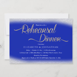 Invitación Caligrafía azul real Ensayo mínimo Cena I