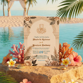 Invitación Caligrafía Bismillah Arco Floral Geométrico