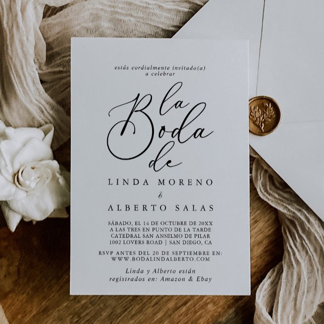 Invitación Caligrafía Black and White La Boda de Boda (Subido por el creador)