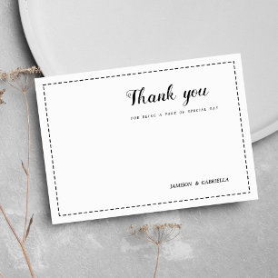 Invitación Caligrafía blanca minimalista Gracias