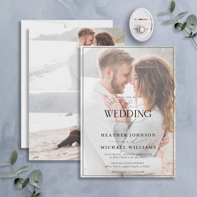 Invitación Caligrafía blanca moderna Vellum 3 Foto (Subido por el creador)