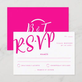Invitación Caligrafía blanca rosada caliente Boda RSVP