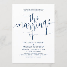 Invitación caligrafía Boda, azul marino simple, matrimonio
