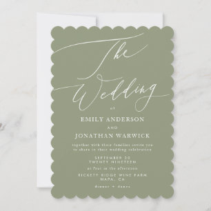 Invitación Caligrafía Boda blanco moderno y sabio simple