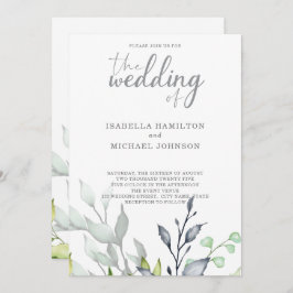 Invitación Caligrafía Boda botánico elegante