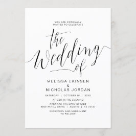 Invitación Caligrafía boda, Casual simple negro