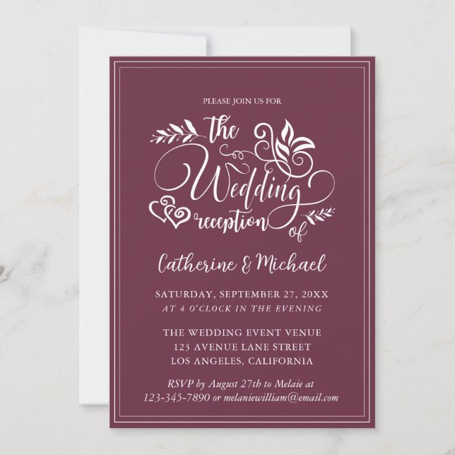 Invitación Caligrafía Boda decorativa de perwinkle (Anverso)