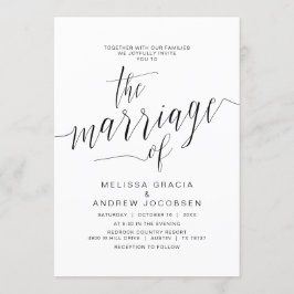 Invitación Caligrafía boda, escritura negra simple, matrimoni