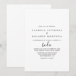 Invitación Caligrafía Boda español blanco y negro