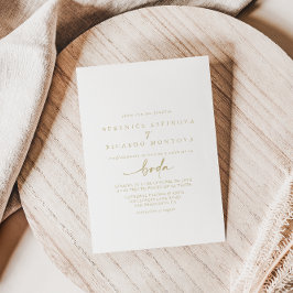 Invitación Caligrafía Boda español elegante de oro moderno