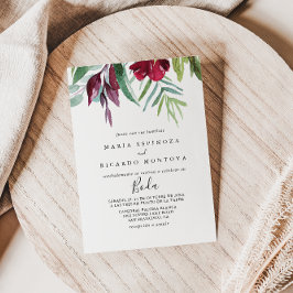 Invitación Caligrafía Boda español floral tropical