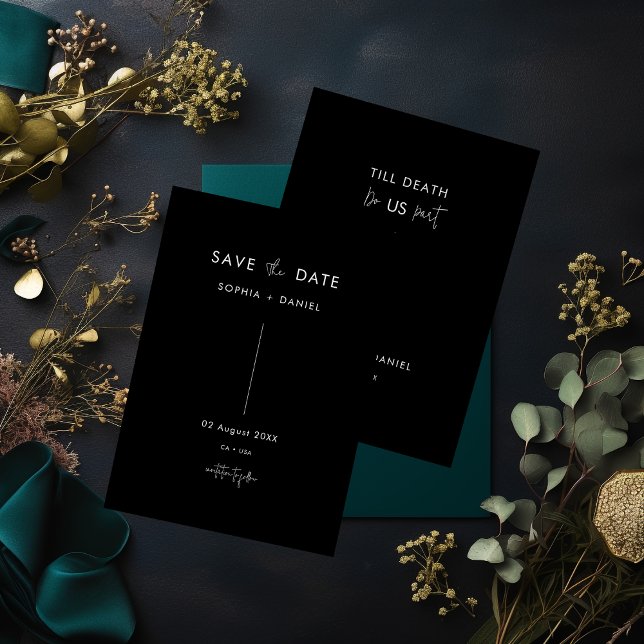 Invitación Caligrafía Boda gótico negro Guardar la fecha (Subido por el creador)