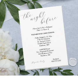 Invitación Caligrafía Boda Minimalista ensayo Cena