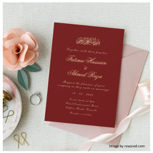 Invitación Caligrafía Boda musulmana islámica roja