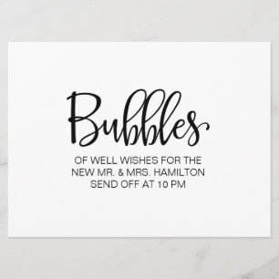 Invitación Caligrafía   "Burbujas" Personalizado Despedir señ