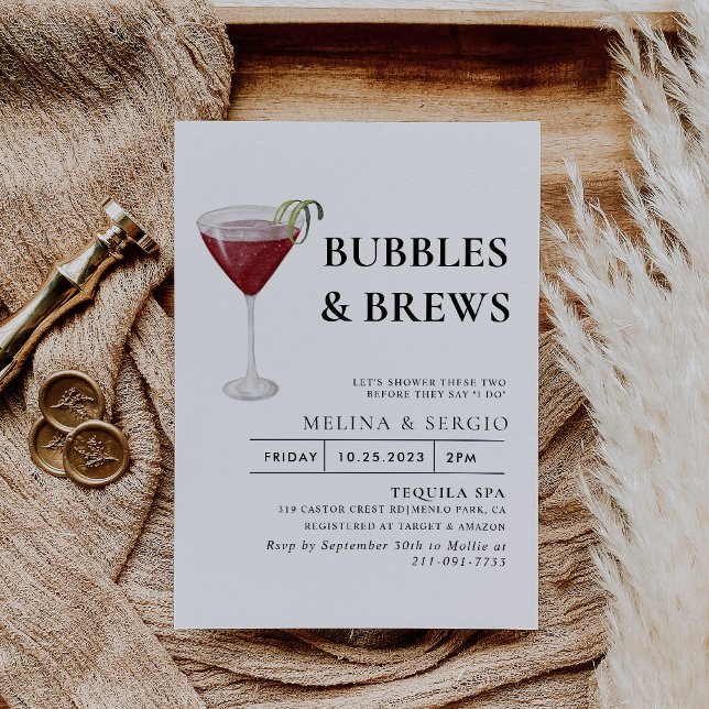 Invitación Caligrafía Burbujas y brechas Ducha de novias (Subido por el creador)