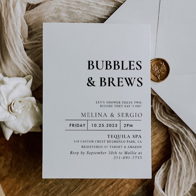 Invitación Caligrafía Burbujas y brechas Ducha de novias (Subido por el creador)