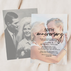 Invitación Caligrafía Caprichosa Aniversario de Foto Desvan