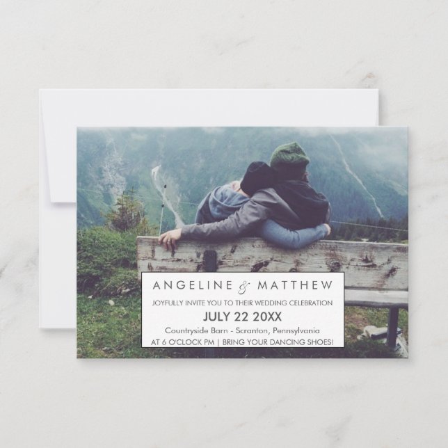 Invitación Caligrafía caprichosa | Faded Photo El Boda De (Anverso)