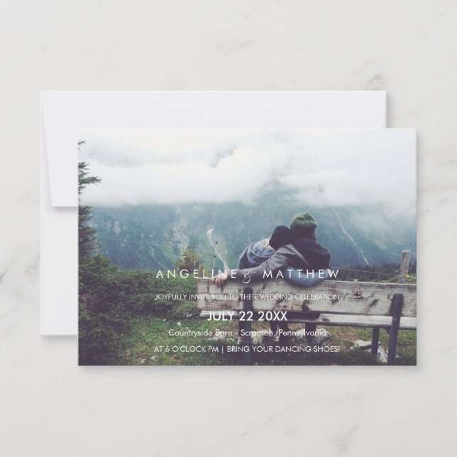 Invitación Caligrafía caprichosa | Faded Photo El Boda De (Anverso)