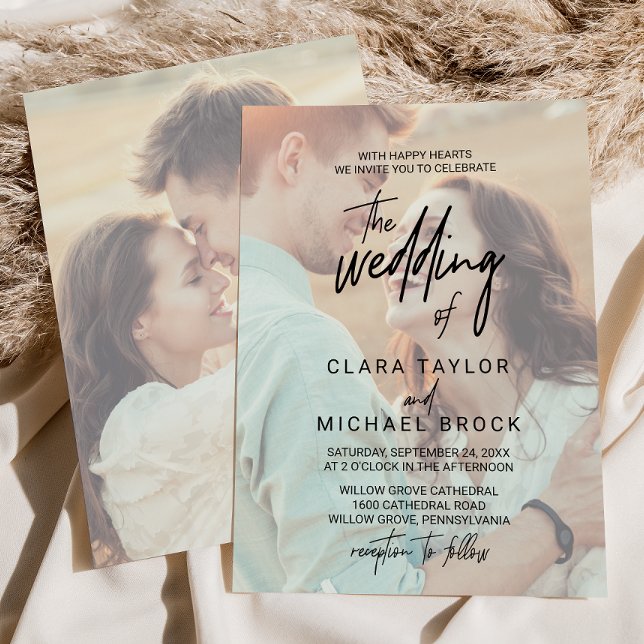 Invitación Caligrafía caprichosa | Faded Photo El Boda De (Subido por el creador)