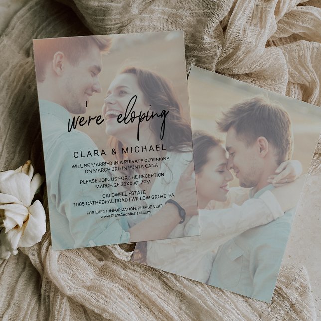 Invitación Caligrafía caprichosa | Faded Photo Elopement (Subido por el creador)