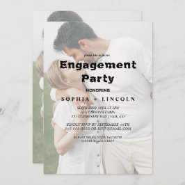 Invitación Caligrafía caprichosa Faded Photo Engagement Party